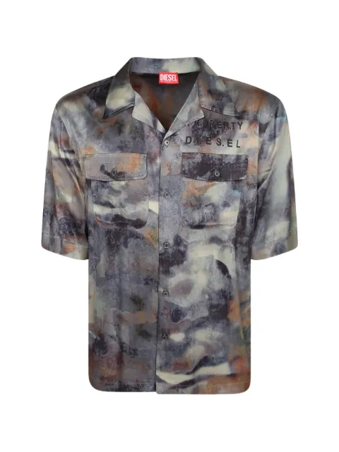 Diesel satin shirt with all-over camo print Blue A218800DMBN