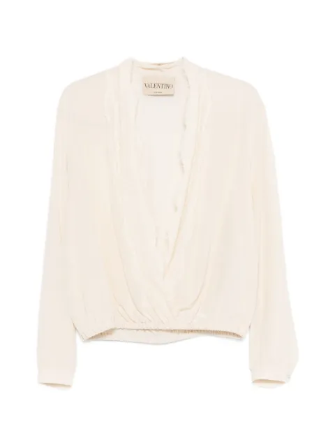 Valentino Garavani lace-neck blouse Neutrals BAEBH021B
