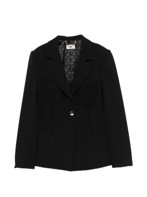 Elisabetta Franchi jacket in lightweight crêpe fabric with raw-edge fabric Black GI19761E2