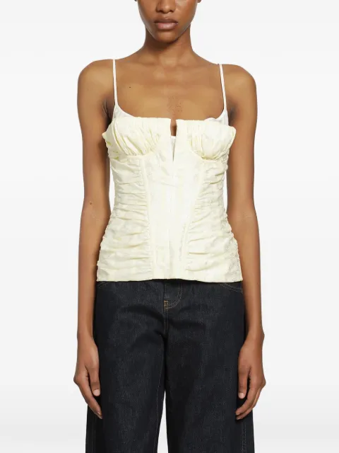 Alexander McQueen floral-jacquard ruched corset top Neutrals 869866QEAHV