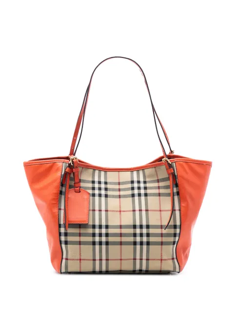 Burberry Pre-Owned 2000-2017 Small Haymarket Check Canvas and Leather Canterbury tote bag Brown 96OYYFLST6YOMP4M