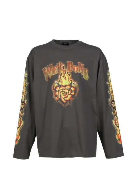 We11done flame-graphic T-shirt Grey WDTT026785UCH