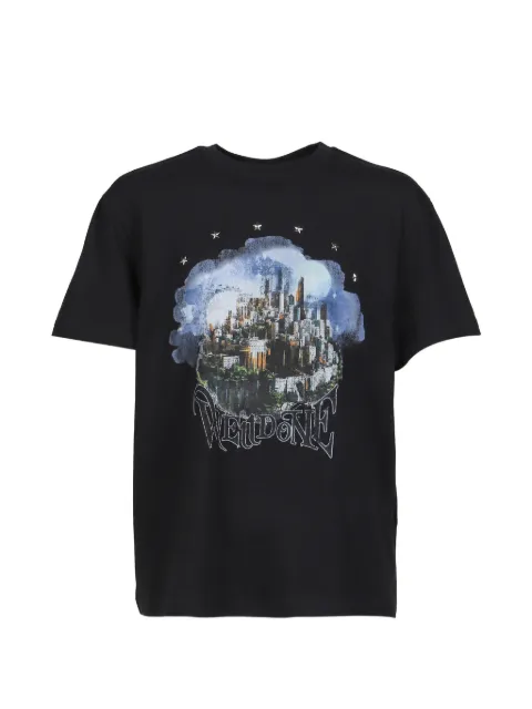 We11done graphic-print T-shirt Black WDTT026781UBK