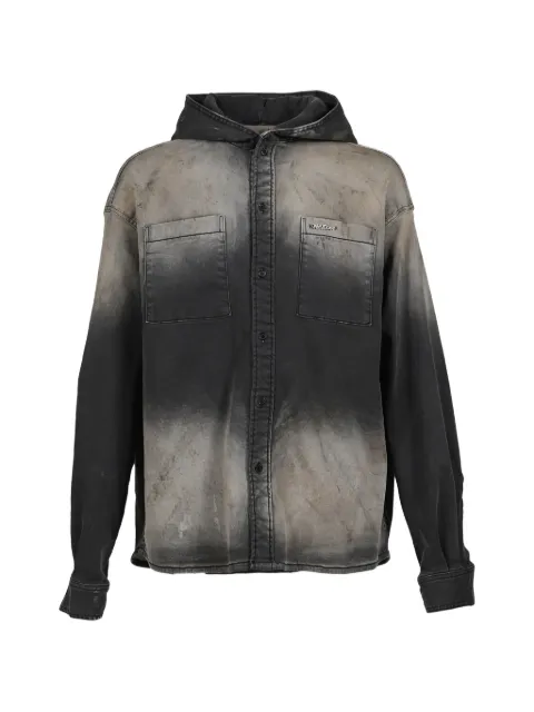 We11done hooded button-up denim shirt Grey WDDB026305UBK