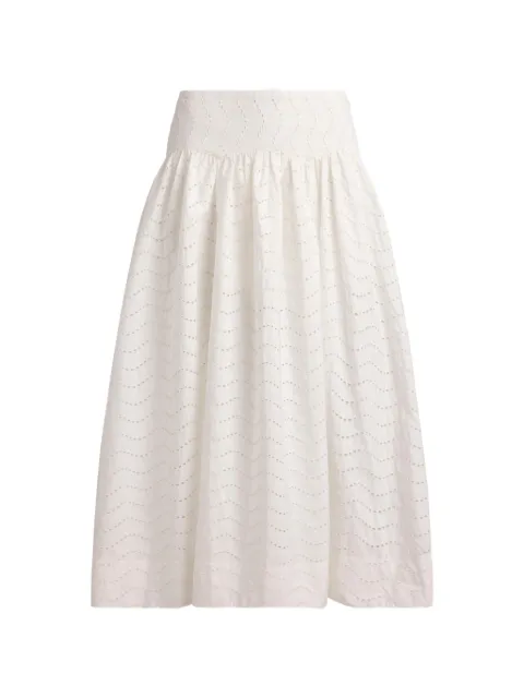 Polo Ralph Lauren eyelet shirred midi skirt White 211A12942001