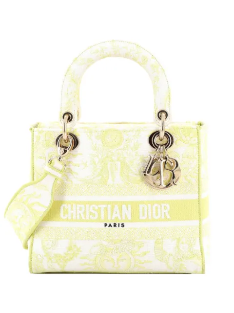 Christian Dior Pre-Owned Lady D-Lite Bag Embroidered Canvas Medium satchel Yellow Y5VC5KC5DXIVH7RV