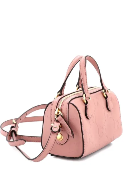 Gucci Pre-Owned Convertible Boston Bag Jumbo GG Embossed Leather Super Mini crossbody bag Pink 72ZX83ATUPUCV0P1