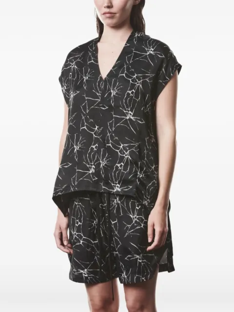 Thom Krom V-neck marble-print blouse Black WH20