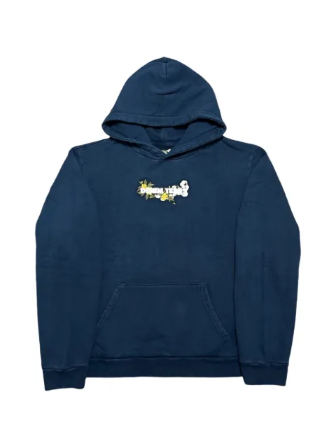 Denim Tears embroidered floral logo hoodie Blue DT282