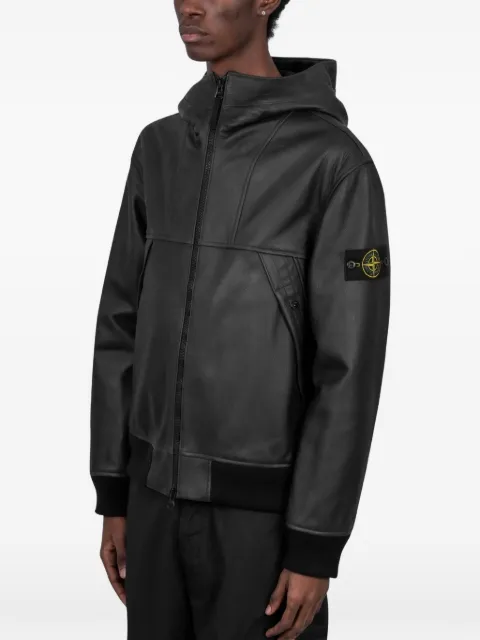 Stone Island 0100004 textured leather jacket Black L1S150100004S0307