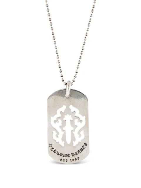 Chrome Hearts cut-out cross dog-tag pendant necklace Silver CHRM0663