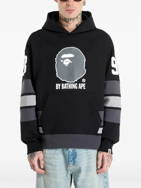A BATHING APE® ape graphic striped hoodie Black 001PPL801005MBLK