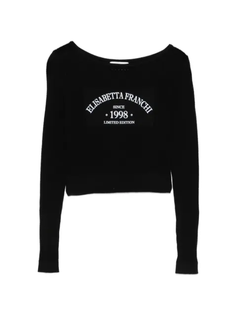 Elisabetta Franchi knit top with printed logo Black MK73Q61E2