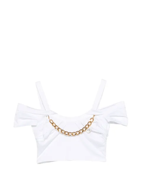 Elisabetta Franchi stretch cotton top with necklace White TO04861E2