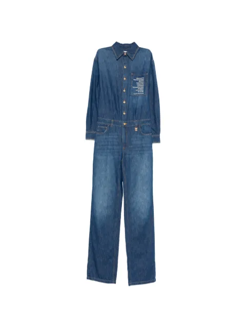 Elisabetta Franchi denim jumpsuit with lettering detail Blue TJ44D61E2
