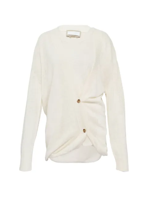 LITKOVSKA asymmetrical-button-up cardigan Neutrals SV01SS2600WHITE