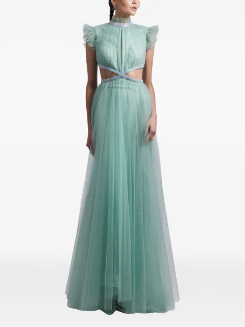 Gemy Maalouf cut-out ruffled maxi dress Green GMPF237033LD