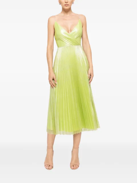 NISSA pleated tulle midi dress Green RS12447
