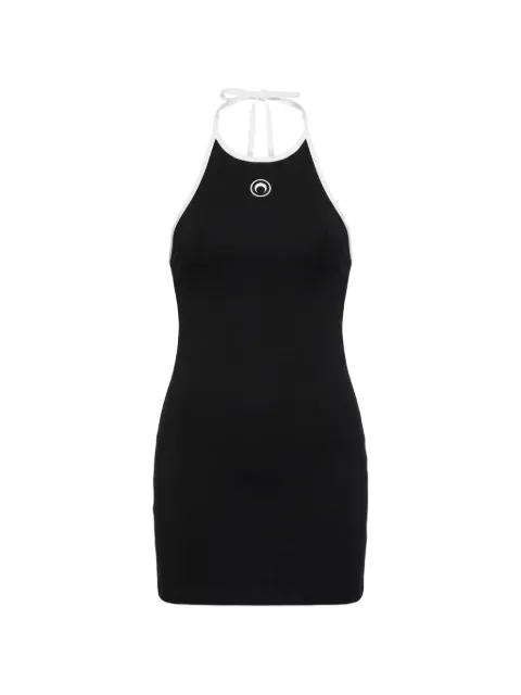 Marine Serre Moon-logo jersey mini dress Black WDR082ACJER0008BK96