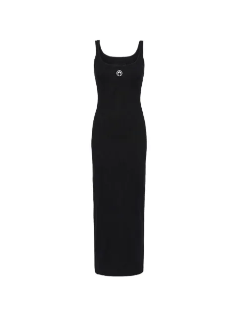 Marine Serre moon-logo ribbed jersey dress Black WDR483ACJER0011BK99