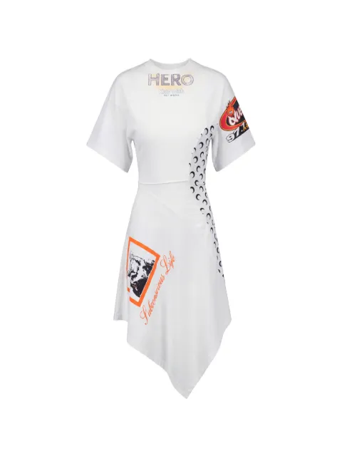 Marine Serre asymmetrical Regenerated jersey dress White WDR465AUJER0003WH10