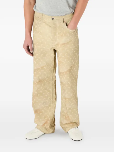 Marine Serre Moon-print faded jeans Neutrals MPA187ARDEN0003BG50