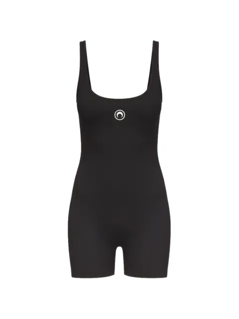 Marine Serre logo ribbed short catsuit Black WJS029ACJER0011BK99