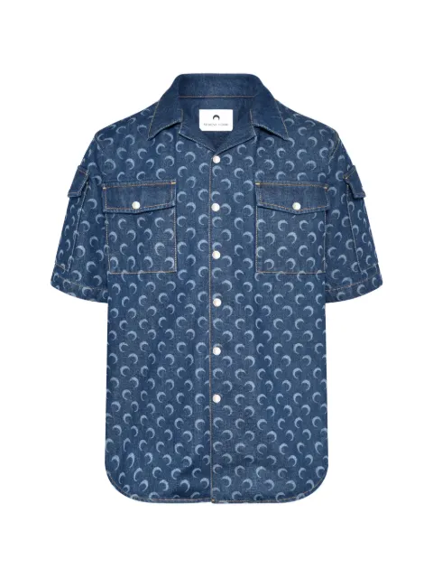 Marine Serre moon-pattern denim shirt Blue MSI062ARDEN0002BL80