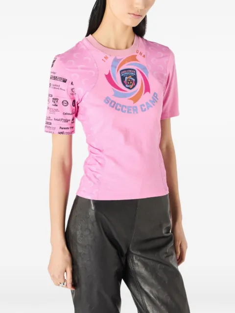 Marine Serre Upcycled jersey baby fit T-shirt Pink WTT001BUJER0003PK30