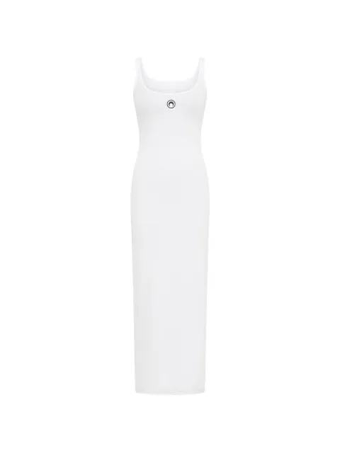Marine Serre moon logo ribbed jersey dress White WDR483ACJER0011WH10