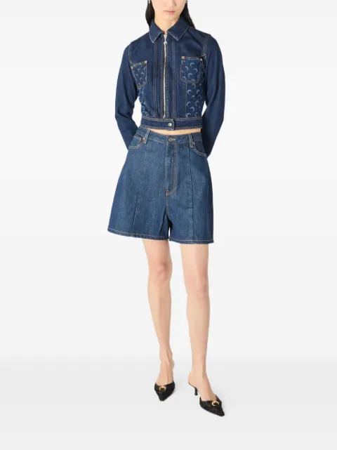 Marine Serre panelled denim shorts Blue WSH018ARDEN0002BL80
