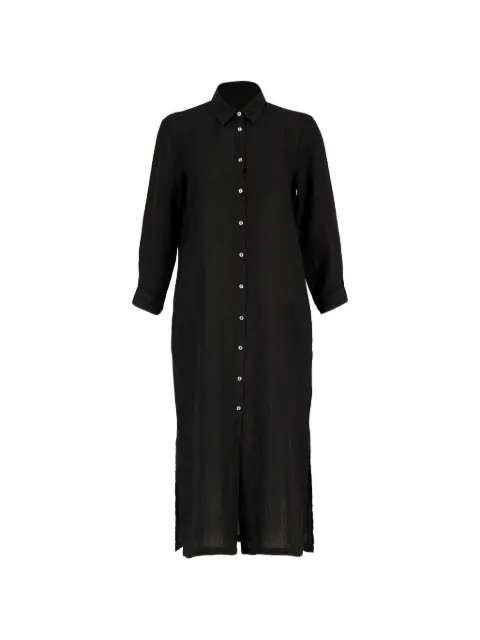 120% Lino button-down shirt maxi dress Black 33ALIW475900115000