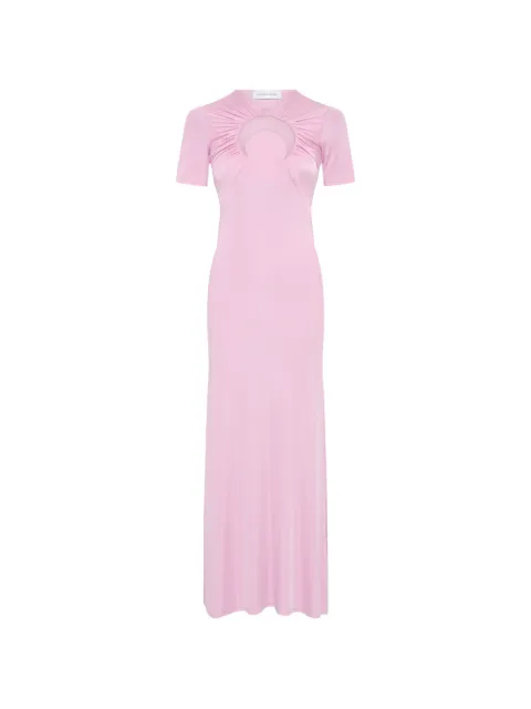 Marine Serre Moon-motif cut-out gathered maxi dress Pink WDR432ACJER0100PK30