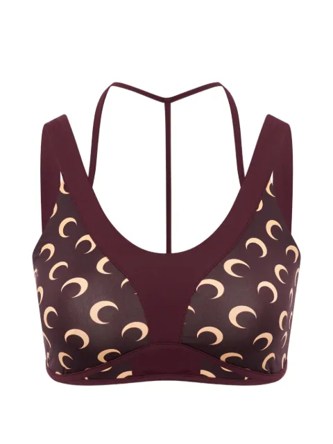 Marine Serre Athleisure moon-printed bra top Red WTO485ACJER0101BR51