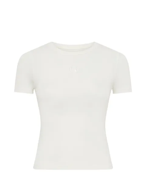 Marine Serre pearl logo baby fit T-shirt Neutrals WTT012ACJER0115WH10