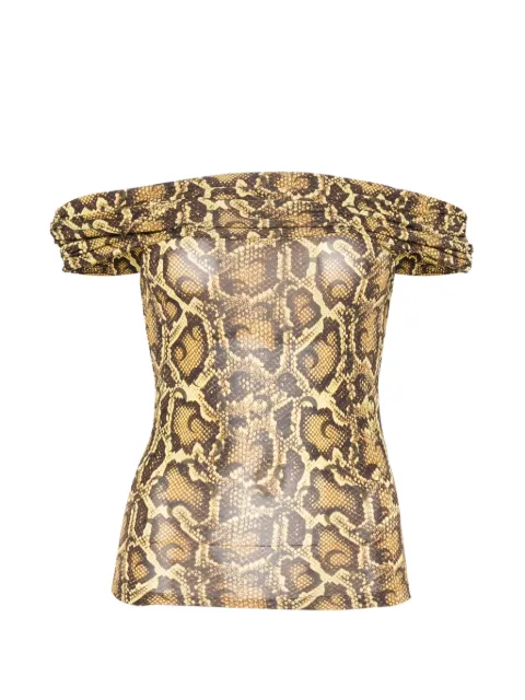 Marine Serre draped python-printed top Yellow WTO509ACJER0108YE30