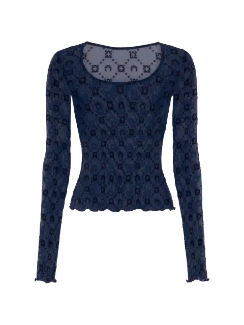 Marine Serre Moonogram mesh T-shirt Blue WTS018ACJER0005BL90
