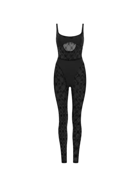 Marine Serre moonogram mesh catsuit Black WJS021ACJER0005BK99