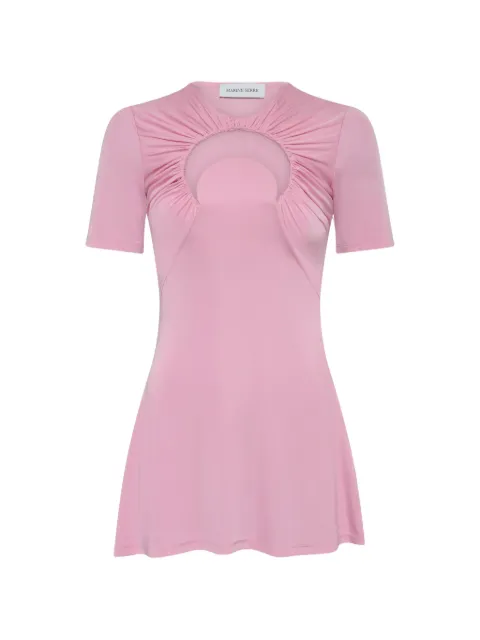 Marine Serre Moon-motif gathered mini dress Pink WDR443ACJER0100PK30