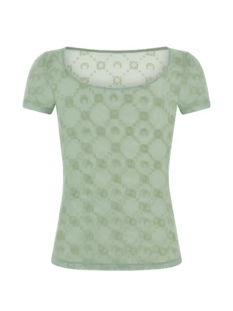 Marine Serre Recycled mesh flock open neck top Green WTO389ACJER0005GR40