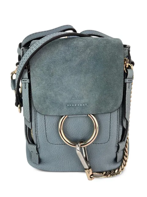 Chloé Vintage mini Faye suede leather backpack Blue 49550973174071
