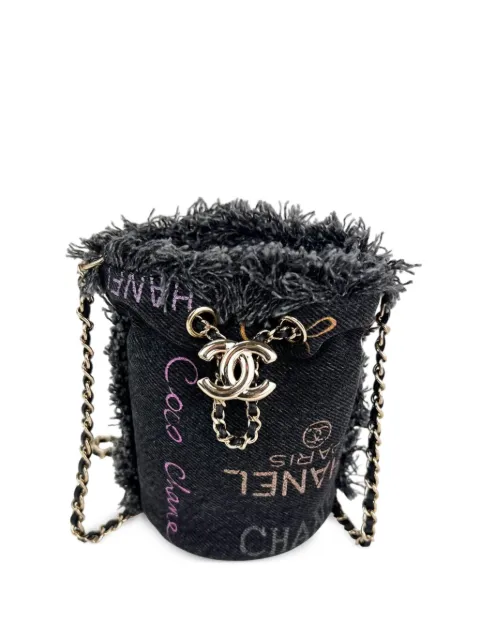 CHANEL Pre-Owned mini Mood denim bucket bag Black 50469653643575