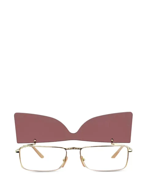Gucci Pre-Owned Flip-Up rectangle sunglasses Gold 49341491216695