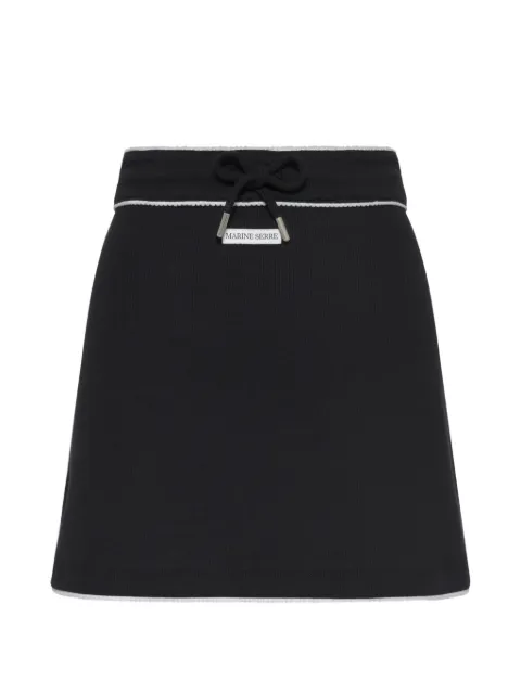 Marine Serre ribbed drawstring waist mini skirt Black WSK133ACJER0011BK99