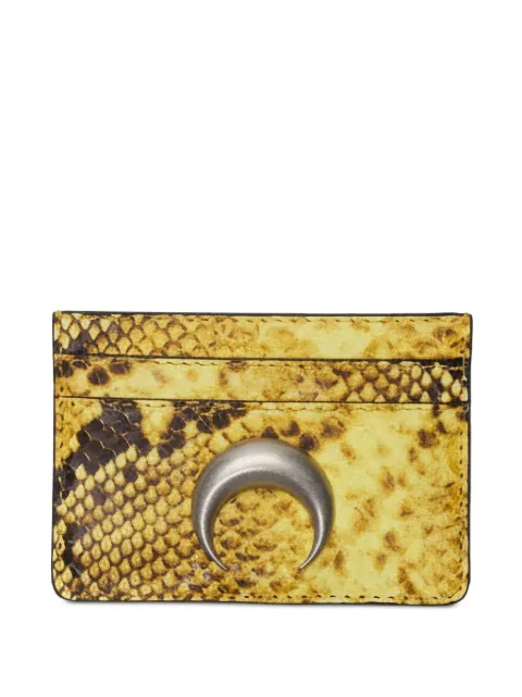 Marine Serre python leather-effect silver moon logo card holder Yellow ULG009ACLEA0081YE30