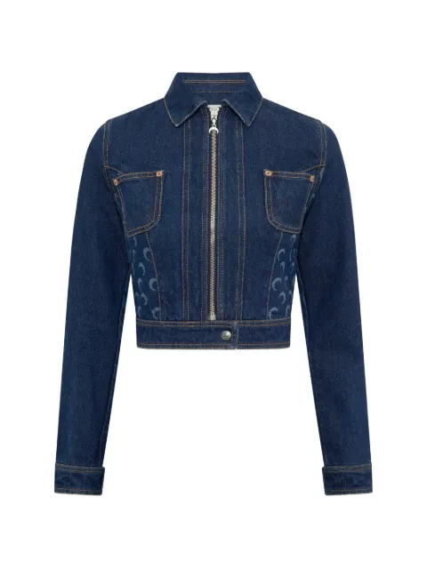 Marine Serre logo-print denim jacket Blue WJA076ARDEN0002BL80