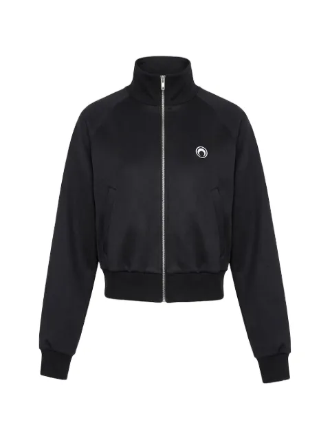 Marine Serre moon-logo zipped sweatshirt organic-cotton Black UJA081ACJER0013BK99