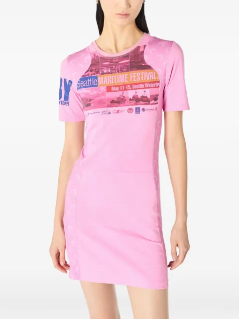 Marine Serre Upcycled jersey fitted mini dress Pink WDR484AUJER0003PK30
