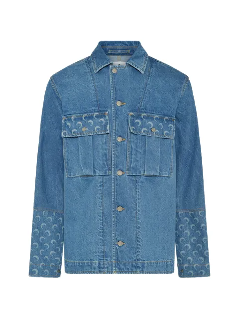 Marine Serre Moon-print denim jacket Blue MJA100ACDEN0002BL05