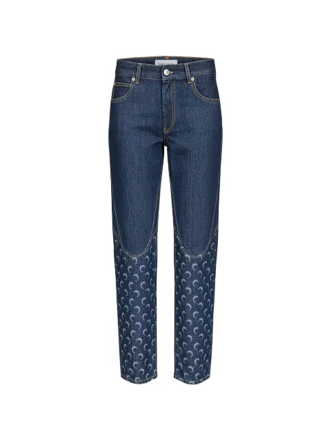 Marine Serre moon-print panelled jeans Blue WPA181ARDEN0002BL80